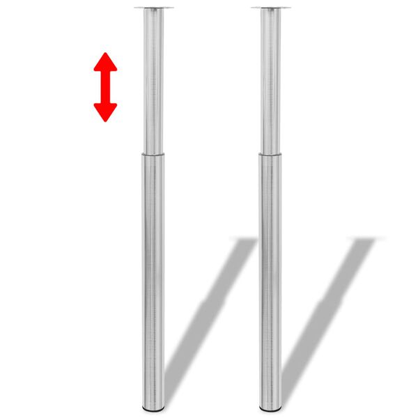 2 Telescopic Table Legs Stainless Steel 710 mm-1100 mm
