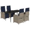 vidaXL 5 Piece Garden Dining Set with Cushions Grey Poly Rattan