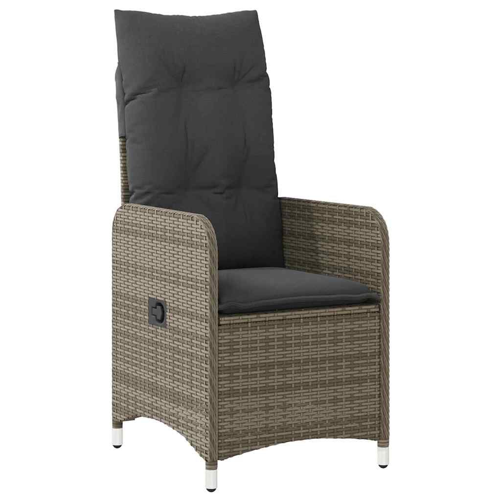 vidaXL 5 Piece Garden Bistro Set with Cushions Grey Poly Rattan