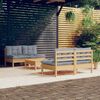 vidaXL 5 Piece Garden Lounge Set with Grey Cushions Pinewood