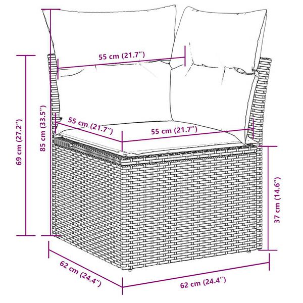 vidaXL 7 Piece Garden Sofa Set with Cushions Black Poly Rattan