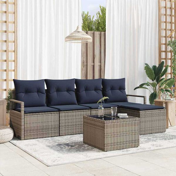 vidaXL Sofa Set 6 pcs Grey Poly Rattan