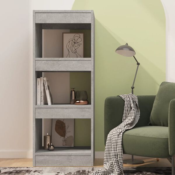 vidaXL Book Cabinet/Room Divider Concrete Grey 40x30x103 cm Engineered Wood