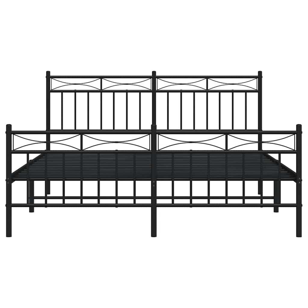 vidaXL Metal Bed Frame without Mattress with Footboard Black 150x200cm