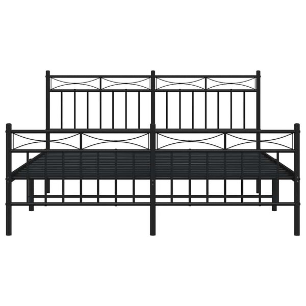 vidaXL Metal Bed Frame without Mattress with Footboard Black 150x200cm