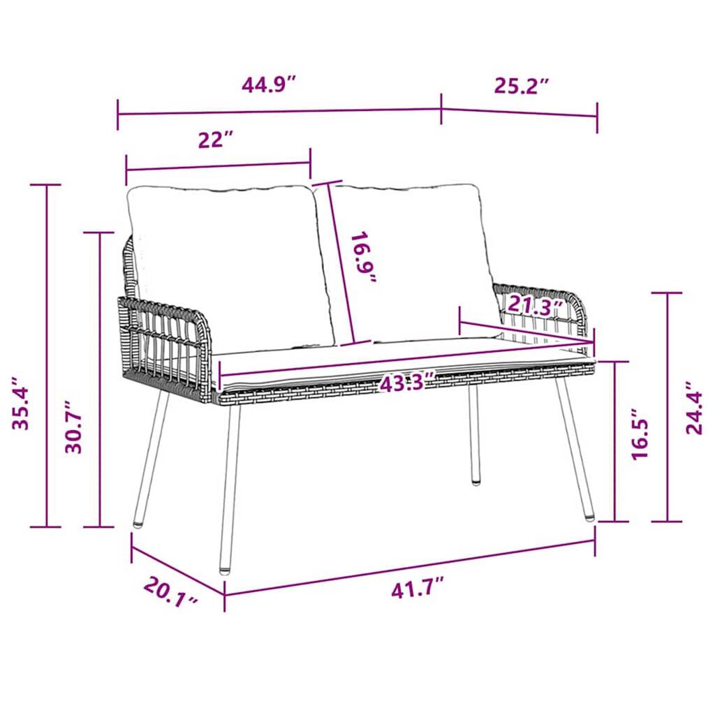 vidaXL Garden Bench with Cushion Grey 114 x 64 x 78cm Metal