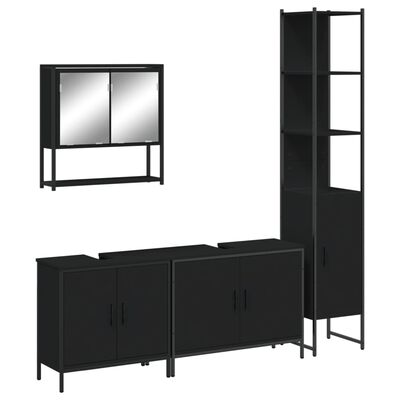 vidaXL 4 Piece Bathroom Furniture Set Black Engineered Wood