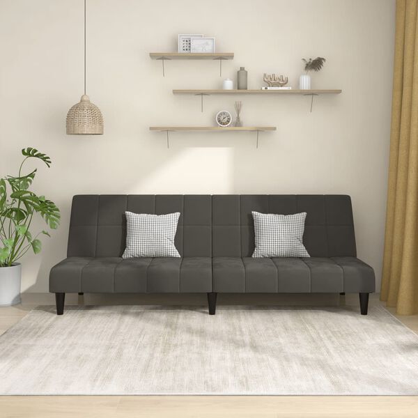 vidaXL 2-Seater Sofa Bed Dark Grey Velvet