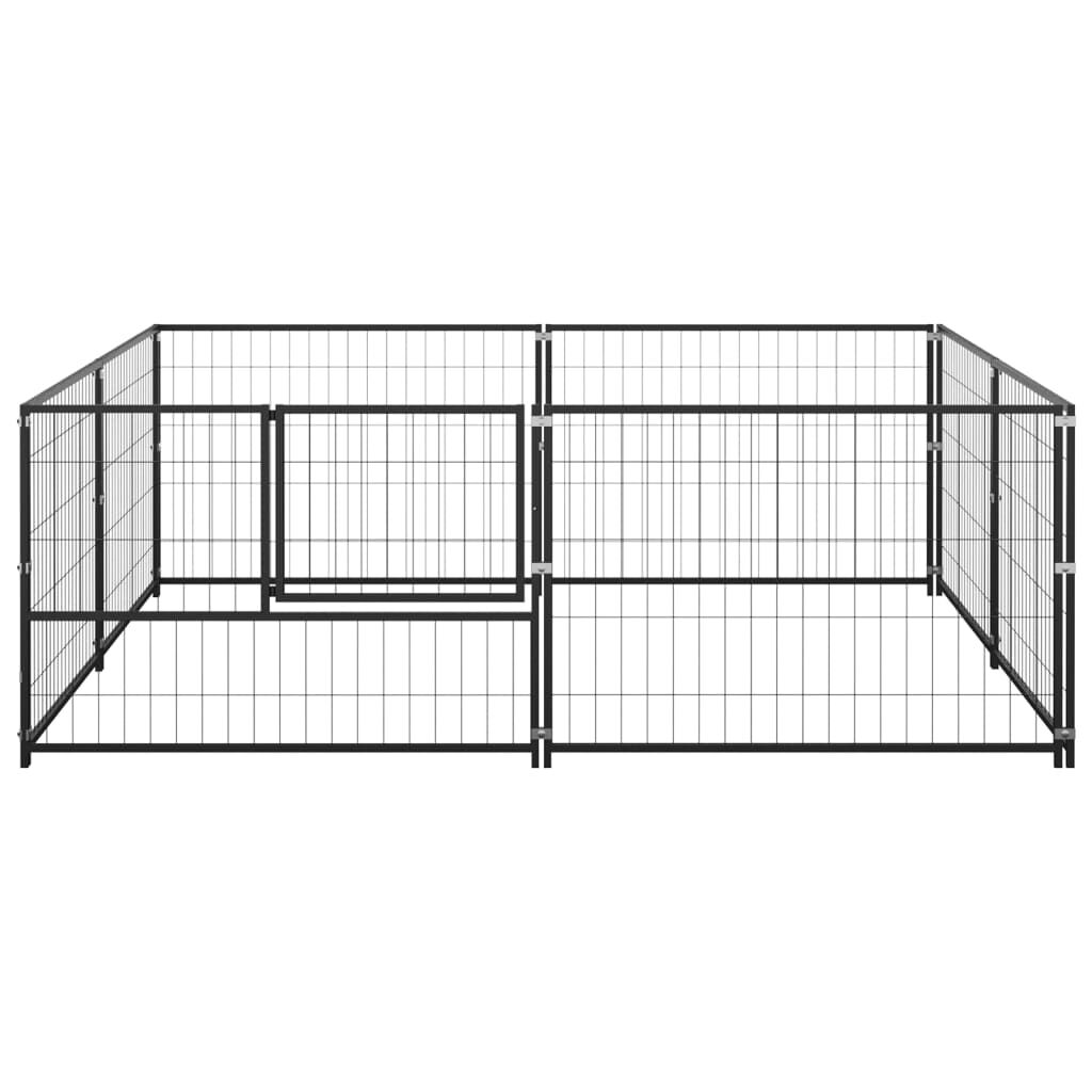 vidaXL Dog Kennel Black 4 m² Steel