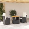 vidaXL 3 Piece Garden Dining Set with Cushions Black Poly Rattan