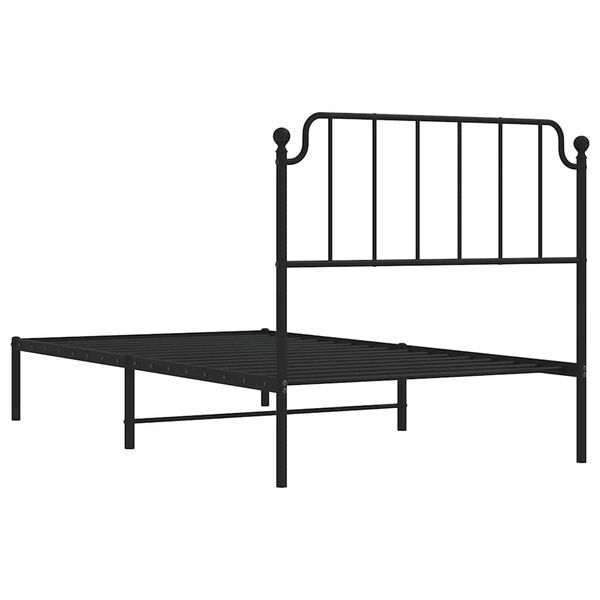 vidaXL Metal Bed Frame without Mattress with Headboard Black 100x190cm