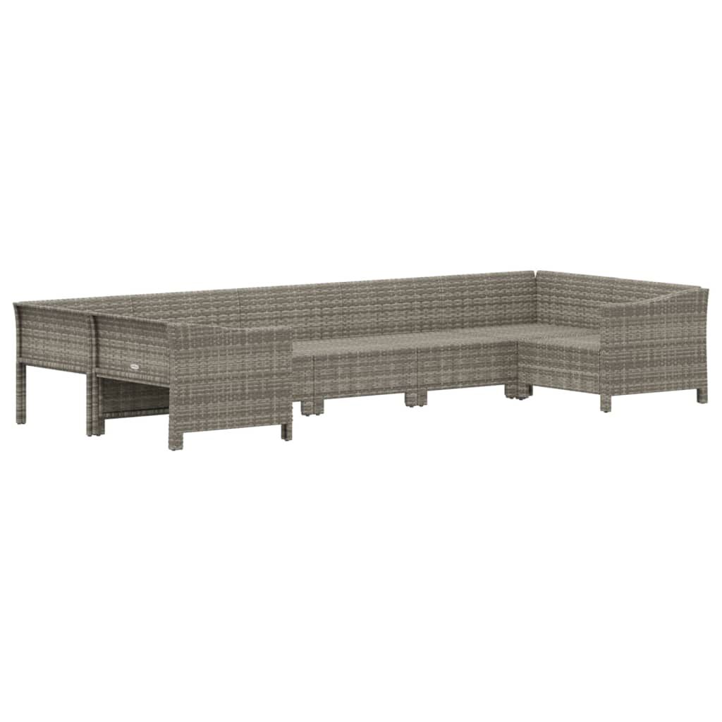 vidaXL 7 Piece Garden Lounge Set with Cushions Grey Poly Rattan