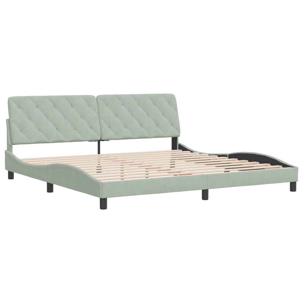 vidaXL Bed Frame without Mattress Light Grey 193x203 cm Velvet