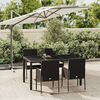 vidaXL 5 Piece Garden Dining Set with Cushions Black Poly Rattan
