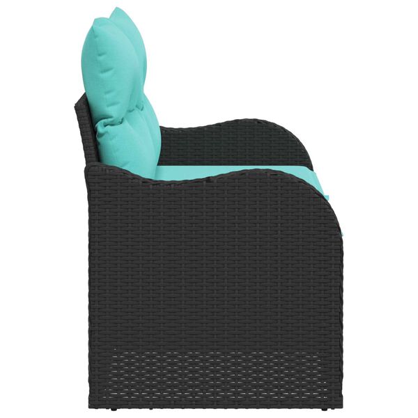 vidaXL 2-Seater Garden Sofa with Cushions in Black Poly Rattan