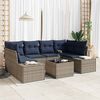 vidaXL Garden Sofa Set with Cushion 7 pcs Grey Poly Rattan