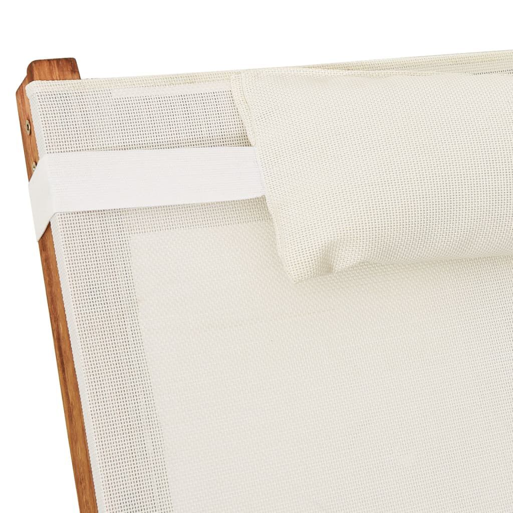 vidaXL Sun Lounger with Pillow White Textilene and Solid Wood Poplar