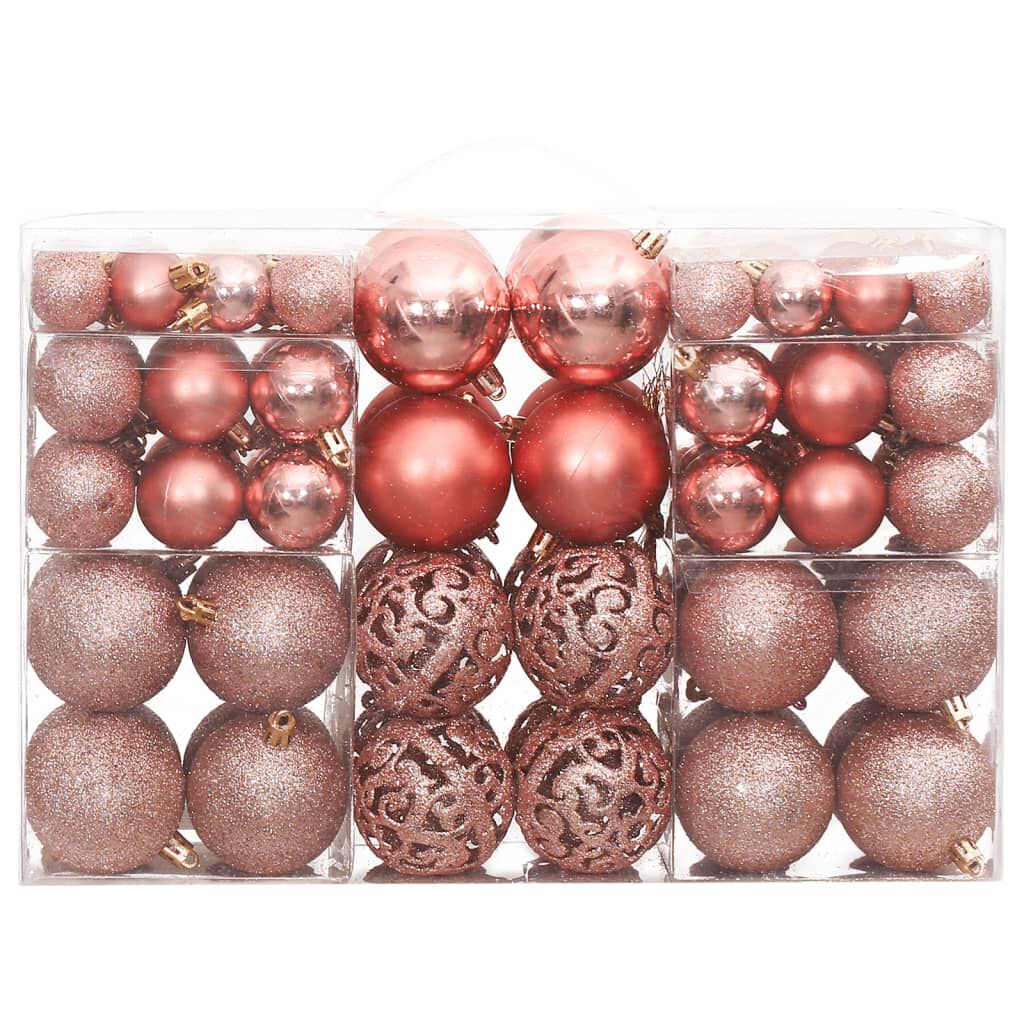 vidaXL Christmas Baubles 100 pcs Pink and Rose 3 / 4 / 6 cm
