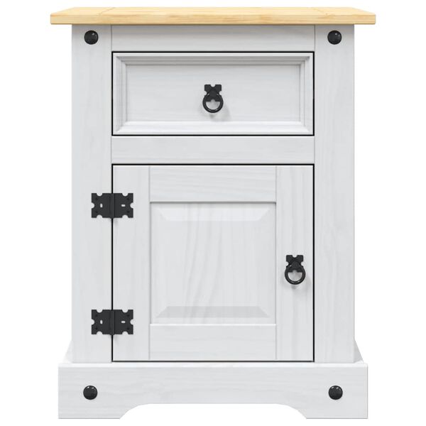 vidaXL Bedside Cabinet Mexican Pine Corona Range White 53x39x67 cm