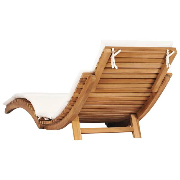 vidaXL Folding Sun Lounger with Cream White Cushion Solid Teak Wood