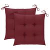 vidaXL Garden Chairs with Wine Red Cushions 2 pcs Solid Teak Wood (41999+314887)