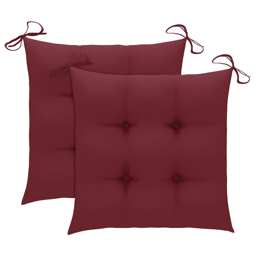 vidaXL Garden Chairs with Wine Red Cushions 2 pcs Solid Teak Wood (41999+314887)