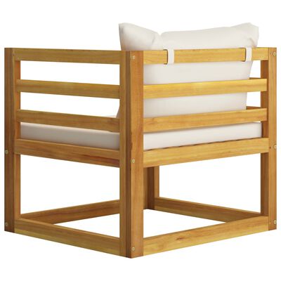 vidaXL 7 Piece Garden Lounge Set with Cushion Cream Solid Acacia Wood