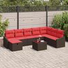 vidaXL Garden Sofa Set with Cushion 9 pcs Brown Poly rattan