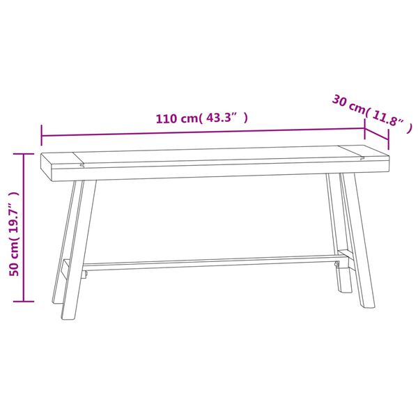 vidaXL Bench 110 cm Solid Wood Teak
