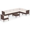 vidaXL 9 Piece Garden Lounge Set with Cushions Poly Rattan Brown