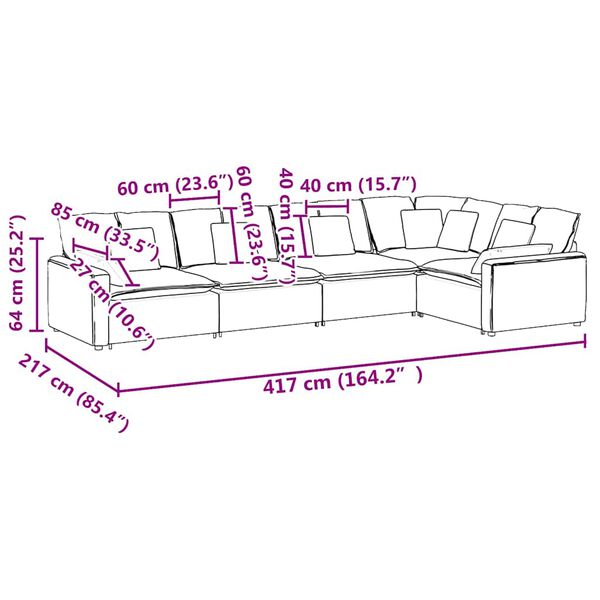 vidaXL Modular Sofa with Cushions Velvet Dark Grey