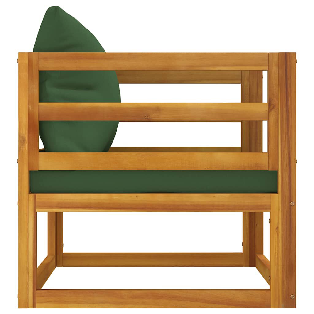 vidaXL Garden Chair with Green Cushions Solid Wood Acacia