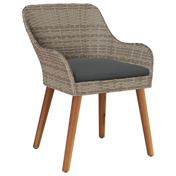 vidaXL Outdoor Chairs with Cushions 2 pcs Poly Rattan Black
