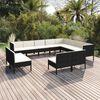 vidaXL 12 Piece Garden Lounge Set with Cushions Poly Rattan Black