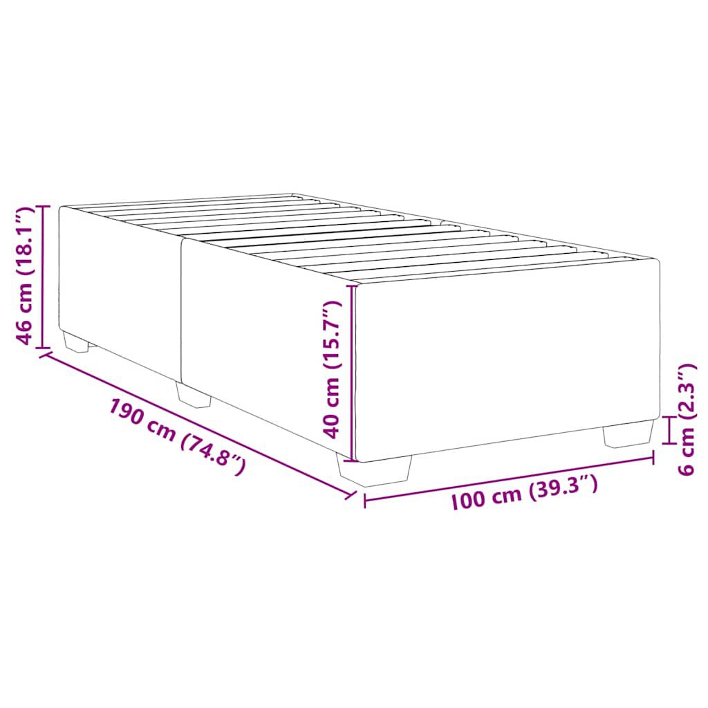 vidaXL Bed Frame without Mattress Light Grey Twin Velvet