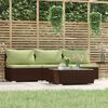 vidaXL 4 Piece Garden Lounge Set with Cushions Brown Poly Rattan