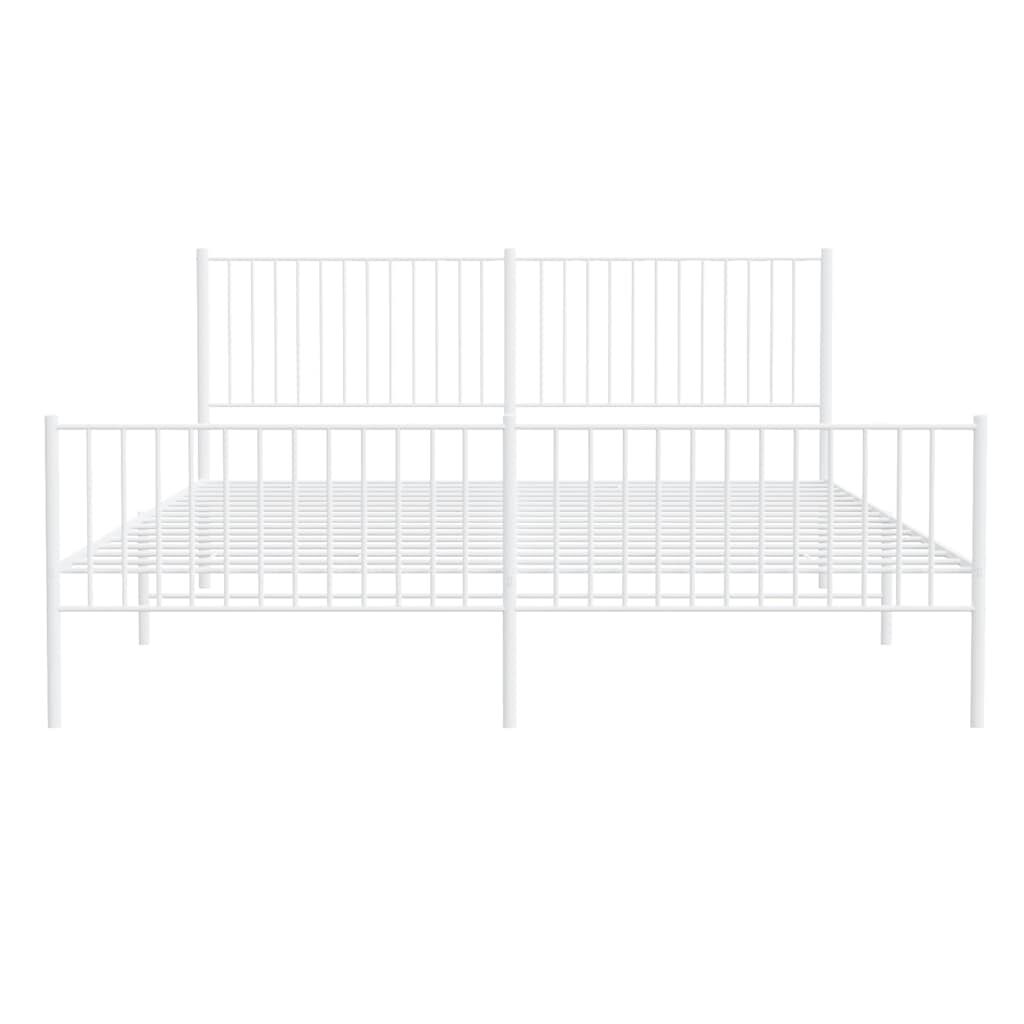 vidaXL Metal Bed Frame without Mattress with Footboard White 193x203cm