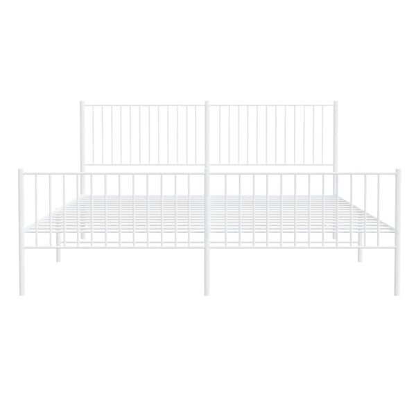 vidaXL Metal Bed Frame without Mattress with Footboard White 193x203cm