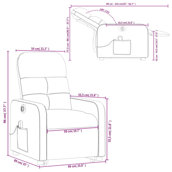 vidaXL Electric Stand up Massage Recliner Chair Dark Grey Fabric