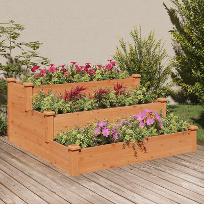 vidaXL Garden Raised Bed Brown 120x120x56 cm Solid Wood Fir