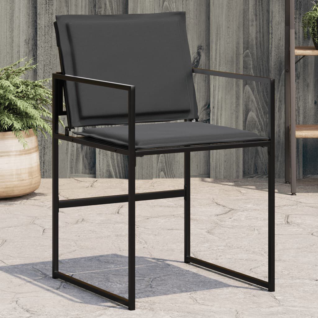 vidaXL Garden Chairs with Cushions 4 pcs Black Steel and Textilene