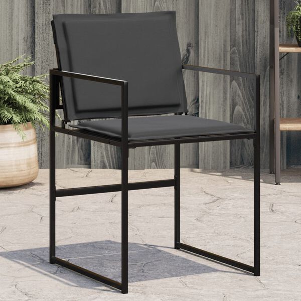 vidaXL Garden Chairs with Cushions 4 pcs Black Steel and Textilene