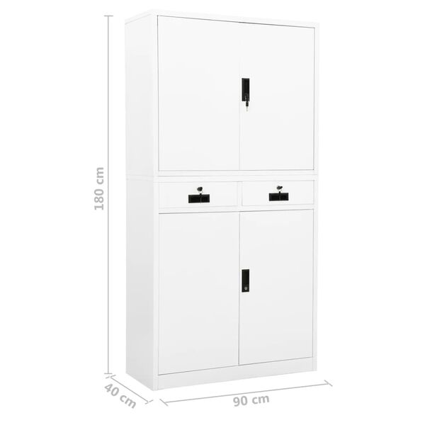 vidaXL Office Cabinet White 90x40x180 cm Steel