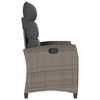 vidaXL Reclining Garden Chair with Side Table Grey Poly Rattan