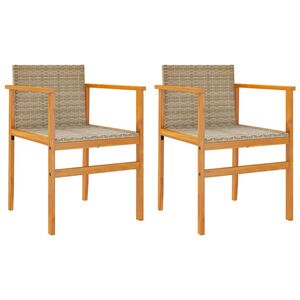 vidaXL Garden Chairs with Cushions 2 pcs Beige Poly Rattan&Solid Wood