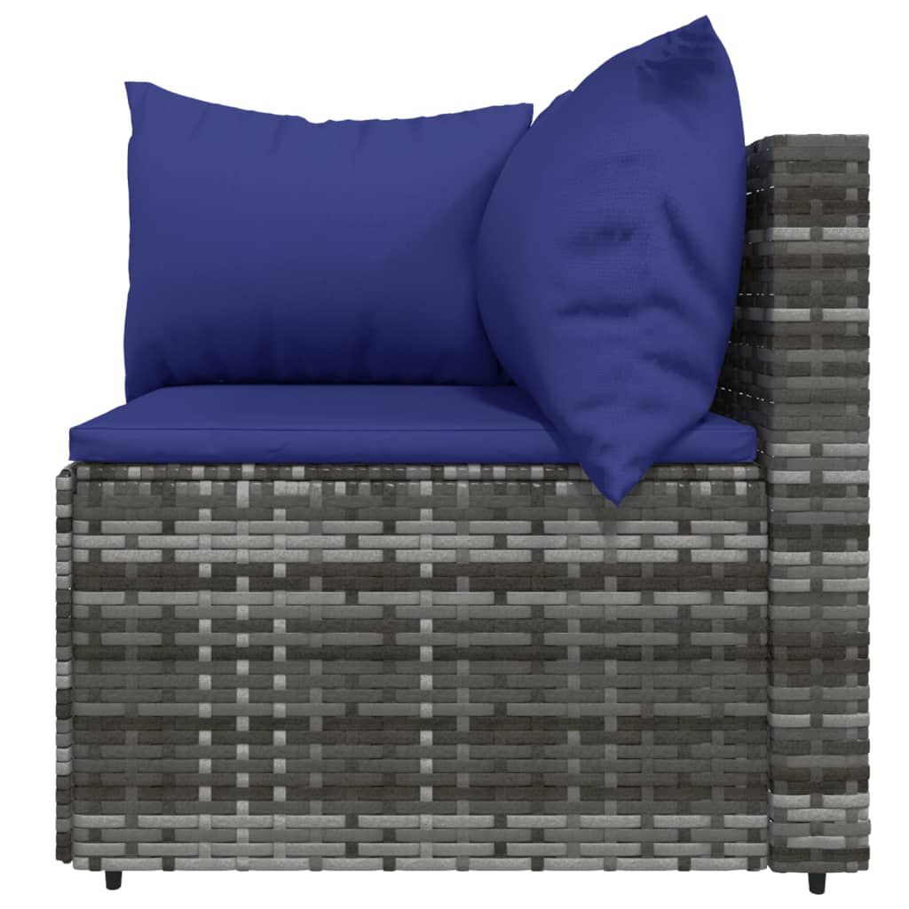 vidaXL 3 Piece Garden Lounge Set with Cushions Grey Poly Rattan