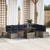 vidaXL Garden Sofa Set 9 pcs Grey and Navy Blue Poly Rattan