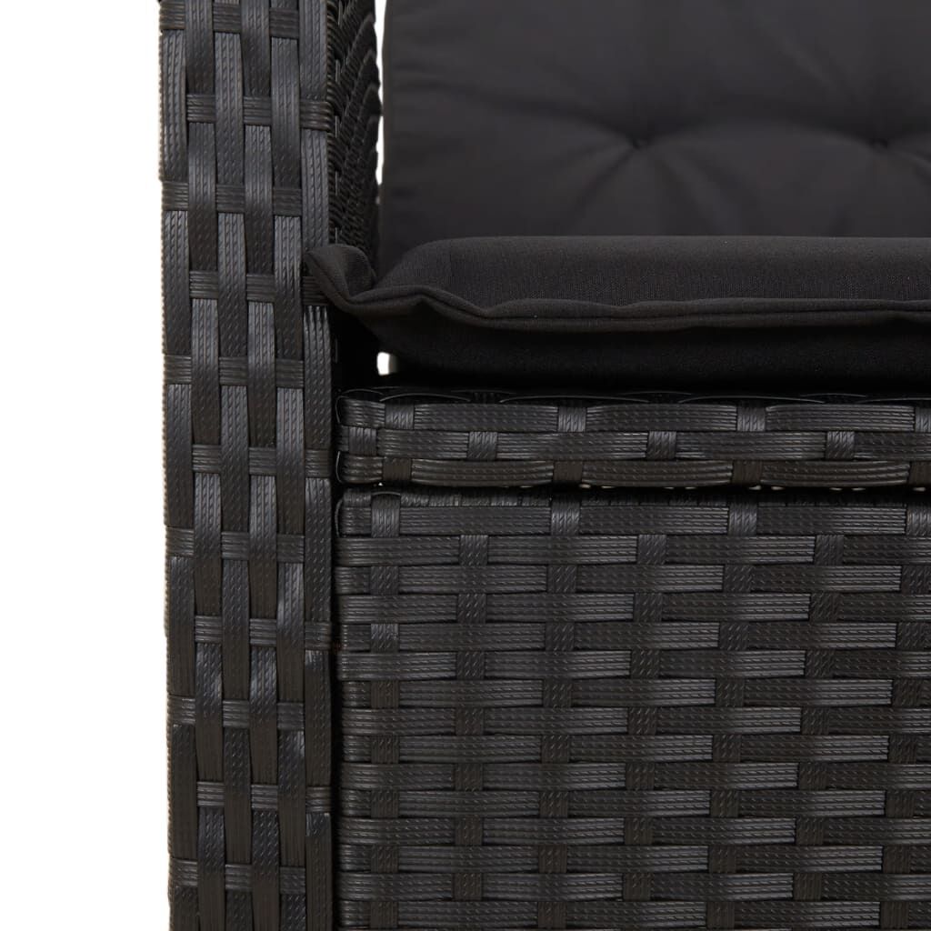 vidaXL 2 Piece Garden Dining Set with Cushions Black Poly Rattan