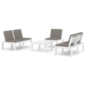 vidaXL 4 Piece Garden Lounge Set with Cushions Plastic White