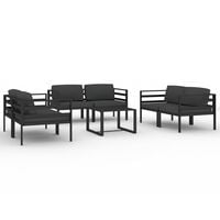 vidaXL 7 Piece Garden Lounge Set with Cushions Aluminium Anthracite